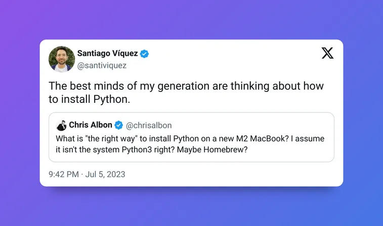 A tweet from Santiago Vazquez that says